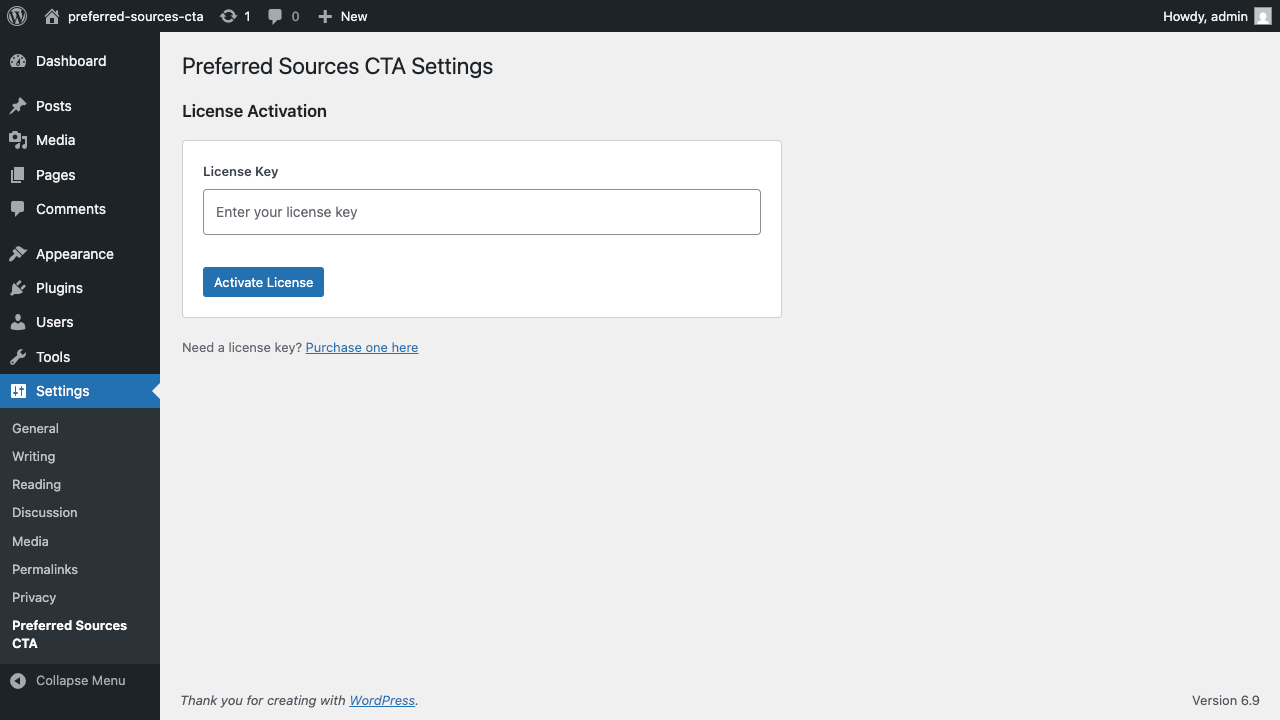 how to activate the preferred sources cta plugin